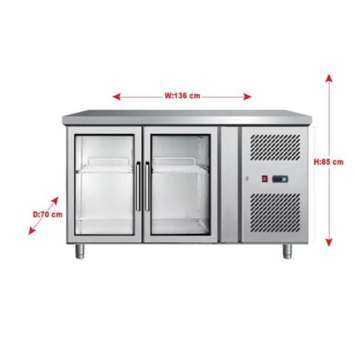 ثلاجة عرض بانكول بابين زجاج كاونتر قائم - ستيل