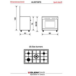 طباخ غاز جليم غاز 80 * 60 سم – إيطالي – ستيل