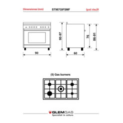 فرن جليم غاز غاز 90*60 سم مع مروحة - إيطالي - ستيل St967gifsmf