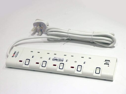 توصيله كهربائيه كولين 3 مخارج 3 متر - 2 USB - أبيض