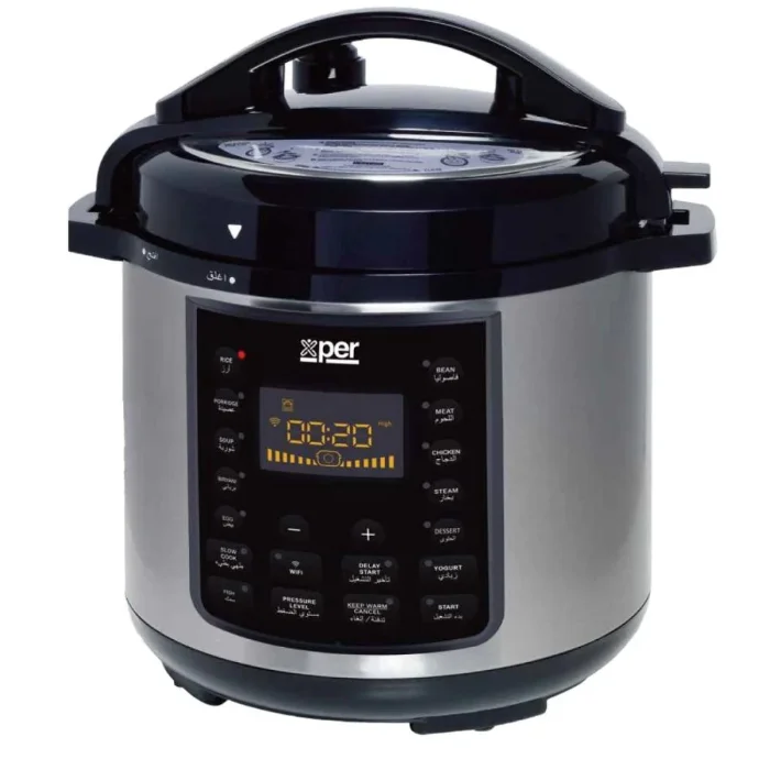 طنجرة ضغط اكسبير 6 لتر 1000 وات WIFI جرانيت رقمي فضي XPPC1006 طنجرة ضغط