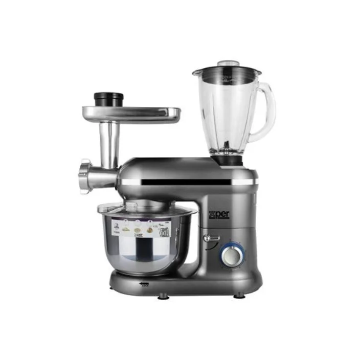 عجان اكسبير مع فرامة و خلاط 1100 وات 4.5 لتر - فضى XPSM-904MG عجان اكسبير