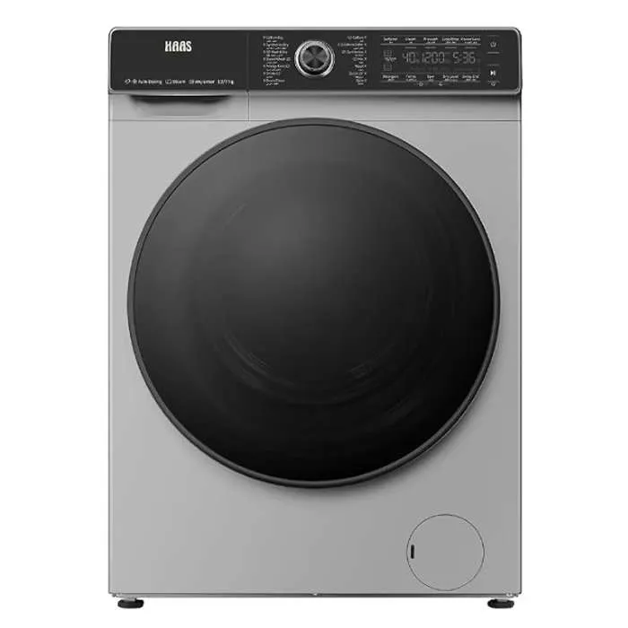 غسالة أمامية هاس 12 كيلو تنشيف 100% انفرتر - سلفر HWF12W7DHSL غسالة أمامية