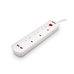 مشترك كهرباء 3 عين امبكس 2 منفذ USB - أبيض