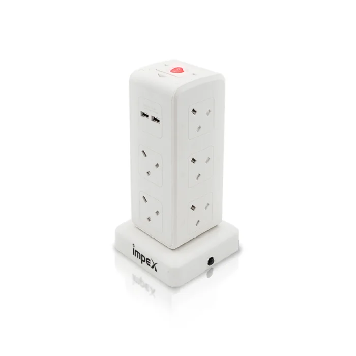 توصيلة كهرباء 3 متر امبكس 10 مخارج - أبيض PS 7406 توصيلة كهرباء