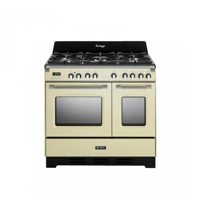 فرن البا 90 سم غاز وكهرباء 5 عيون ايطالى - كريمى 9T VBC 634 فرن البا